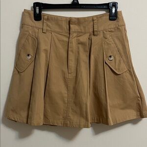 Heyson Tan Mini Skirt Size Small Pleated Pockets With Button Closure Tennis